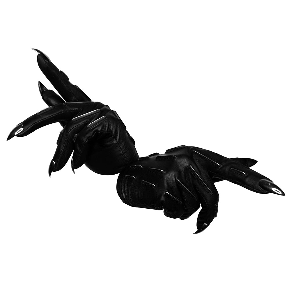 GUN METAL SKELETAL LINES STILETTO NAIL GLOVES