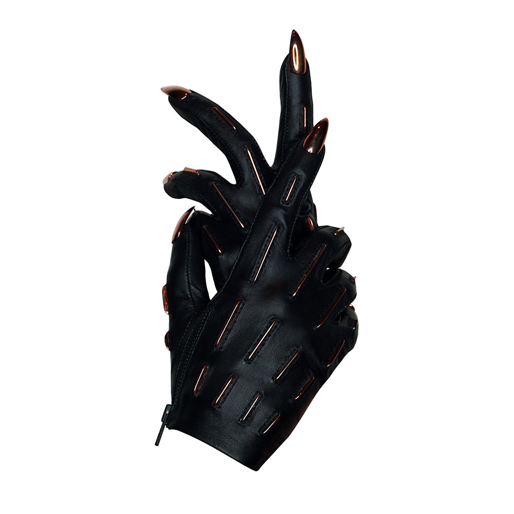 ROSE GOLD SKELETAL LINES STILETTO NAIL GLOVES