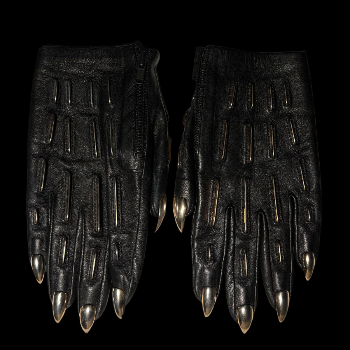 SAMPLE SALE SKELETAL METAL LINES NAIL GLOVES WOMENS 7.5