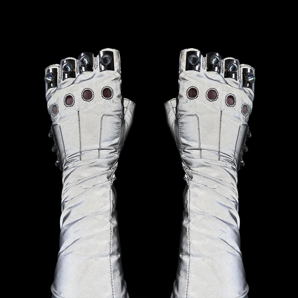 SAMPLE SALE FINGERLESS GEM SPIKE REFLECTIVE GLOVES - WOMEN’S 7.5