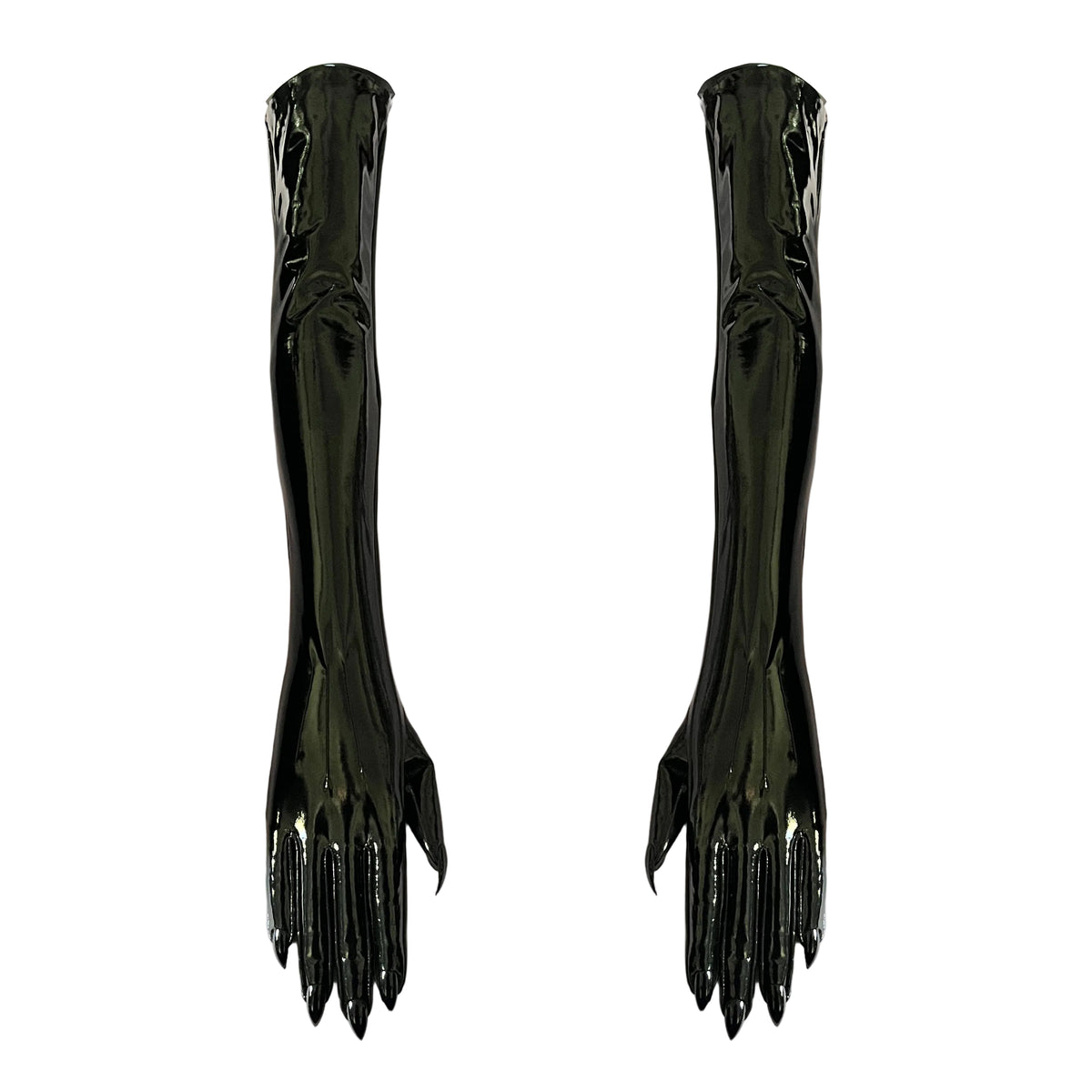SAMPLE SALE PATENT BLACK RED BTTM OPERA NAIL GLOVES WOMENS 7.5