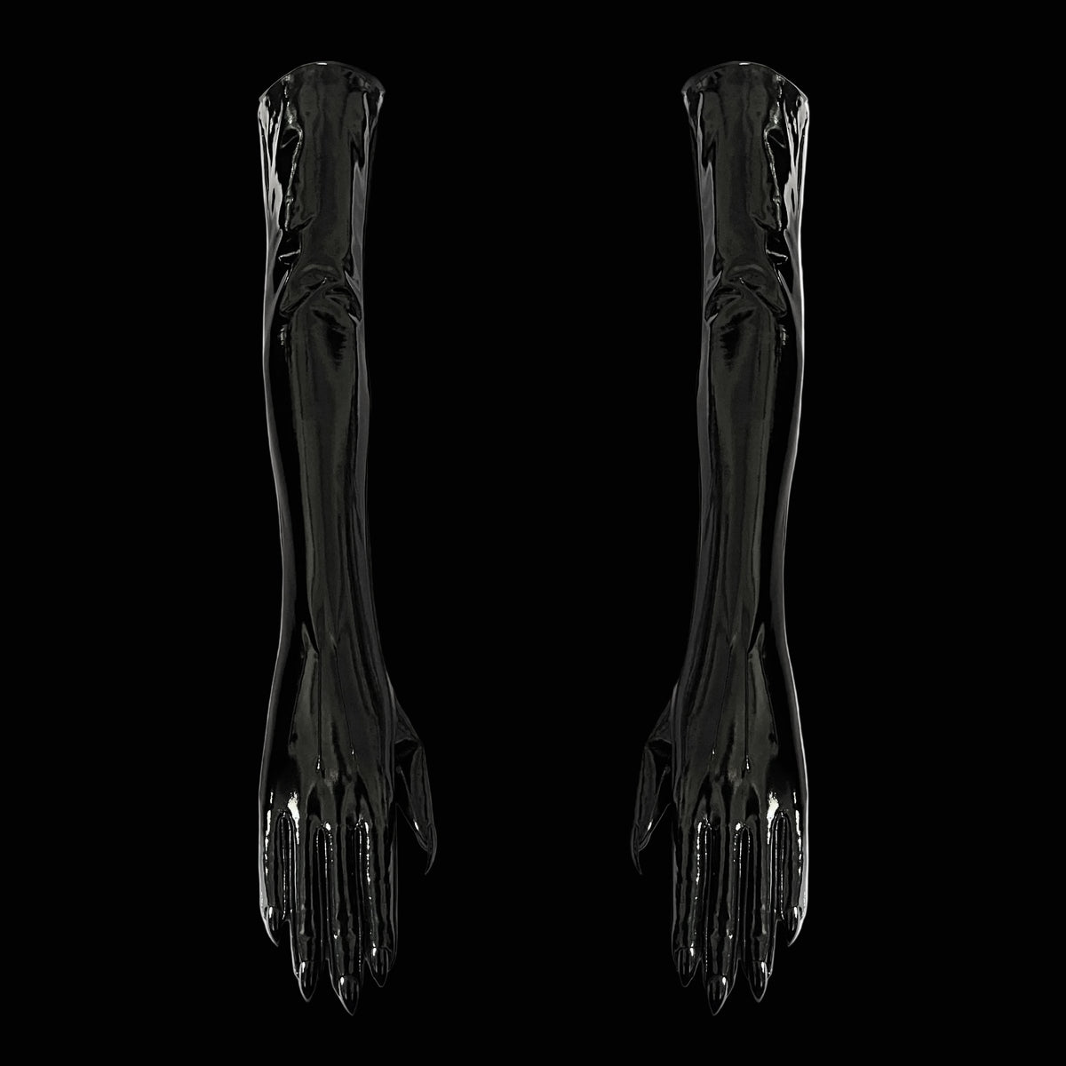 SAMPLE SALE PATENT BLACK RED BTTM OPERA NAIL GLOVES WOMENS 7.5