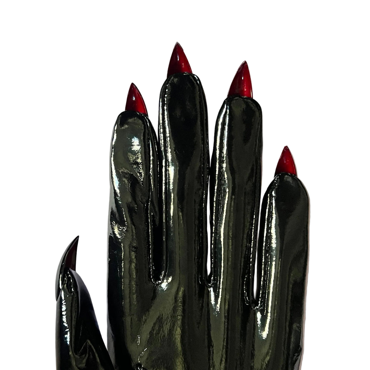 SAMPLE SALE PATENT BLACK RED BTTM OPERA NAIL GLOVES WOMENS 7.5