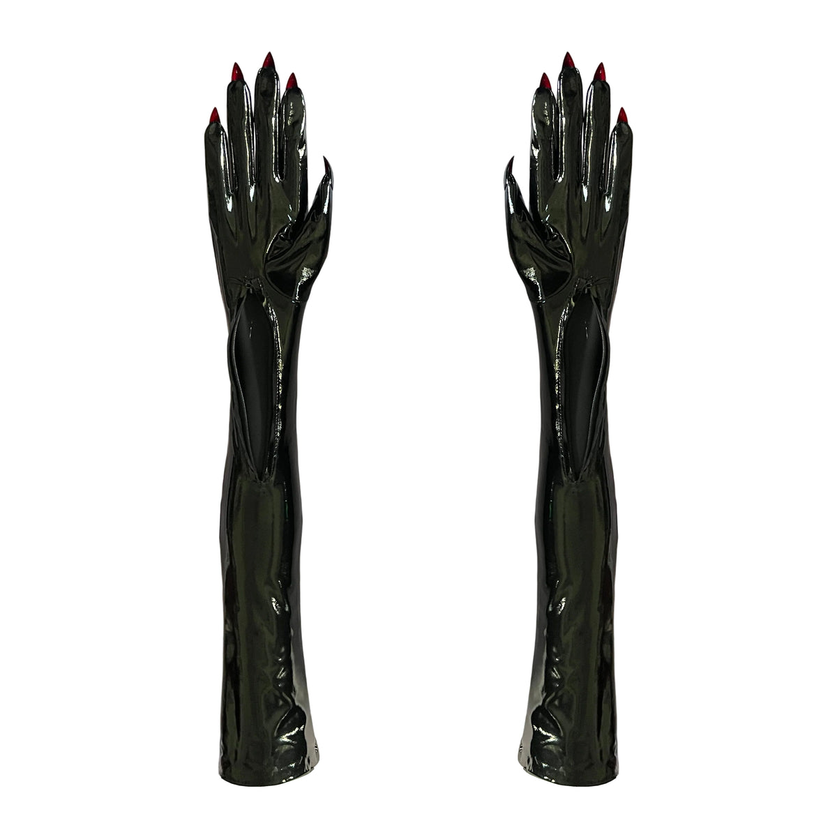 SAMPLE SALE PATENT BLACK RED BTTM OPERA NAIL GLOVES WOMENS 7.5