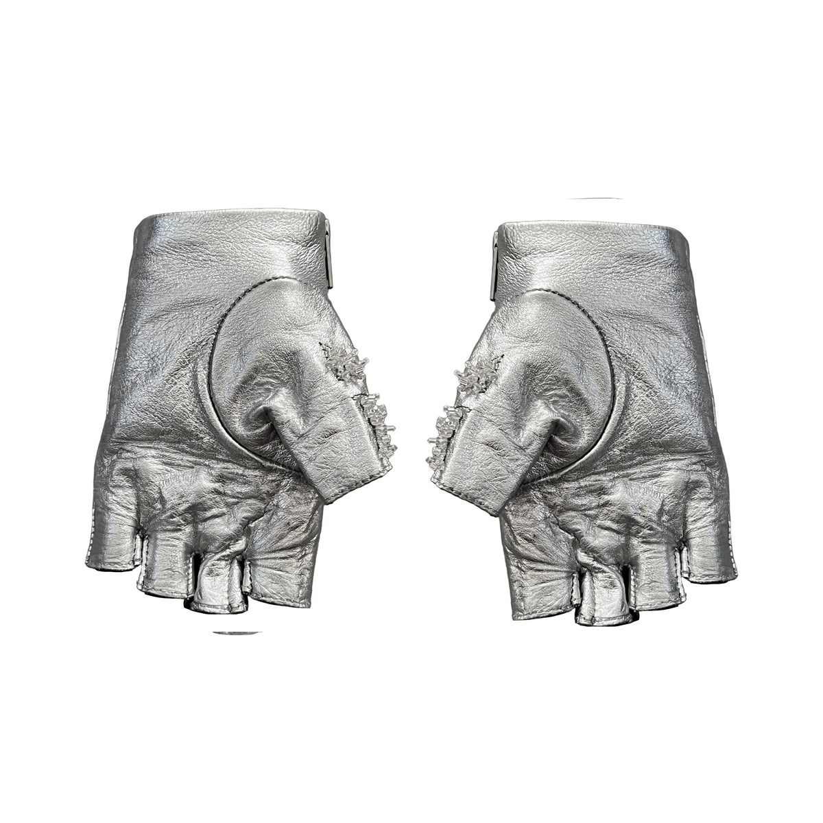 SAMPLE SALE SILVER BEADED BONES GLOVES WOMEN'S 7.5