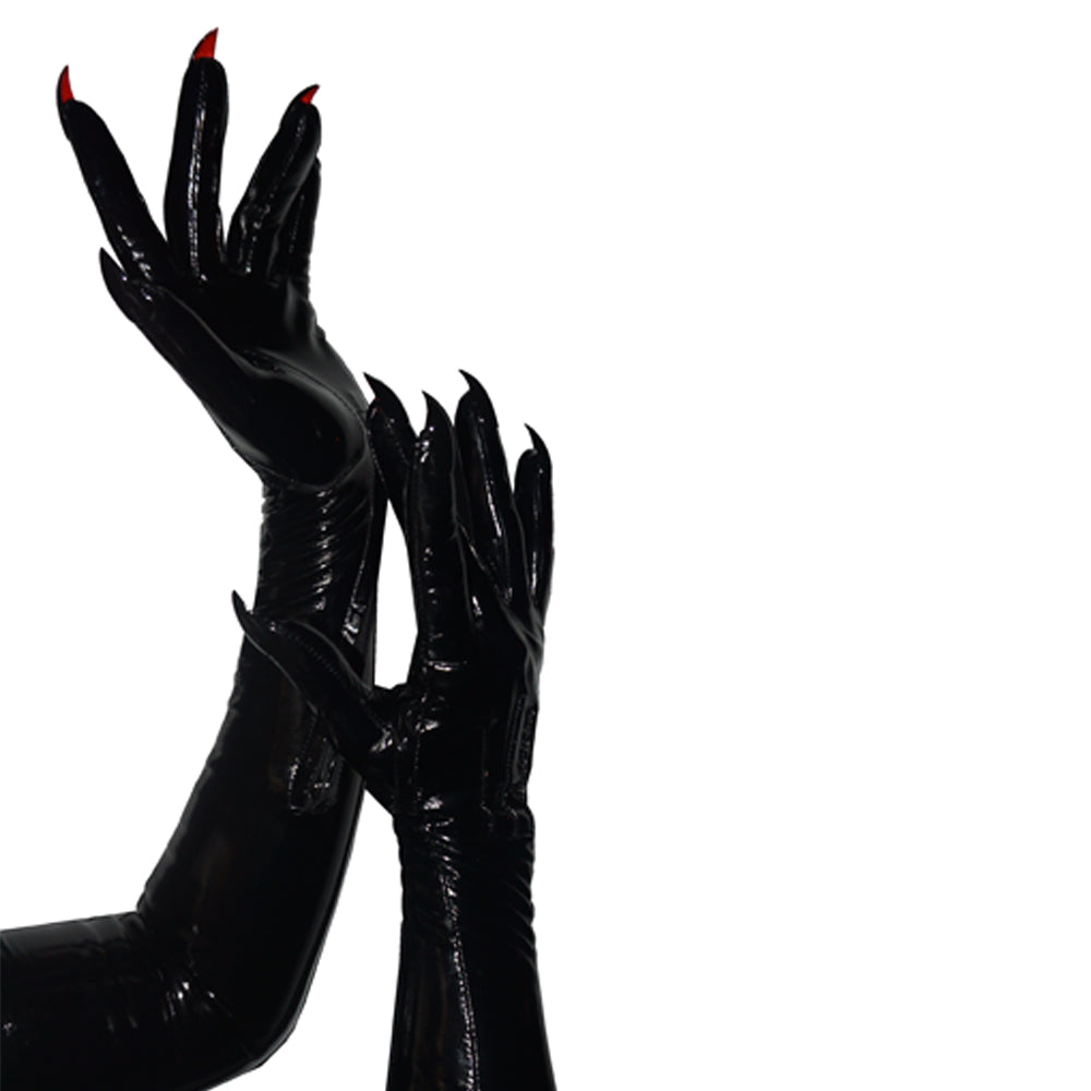 THE RED BTTMS PATENT OPERA NAIL GLOVES