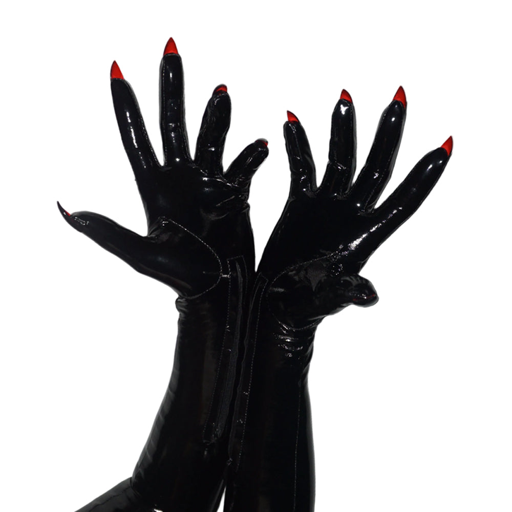THE RED BTTMS PATENT OPERA NAIL GLOVES