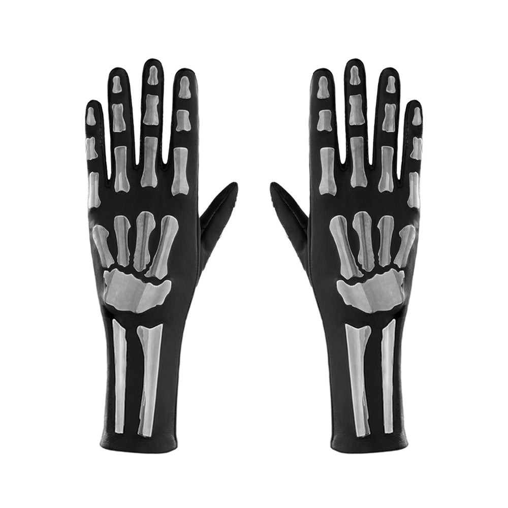 Extended Metal Bones Gloves Mens Size 8.0 / Black Leather / Gunmetal