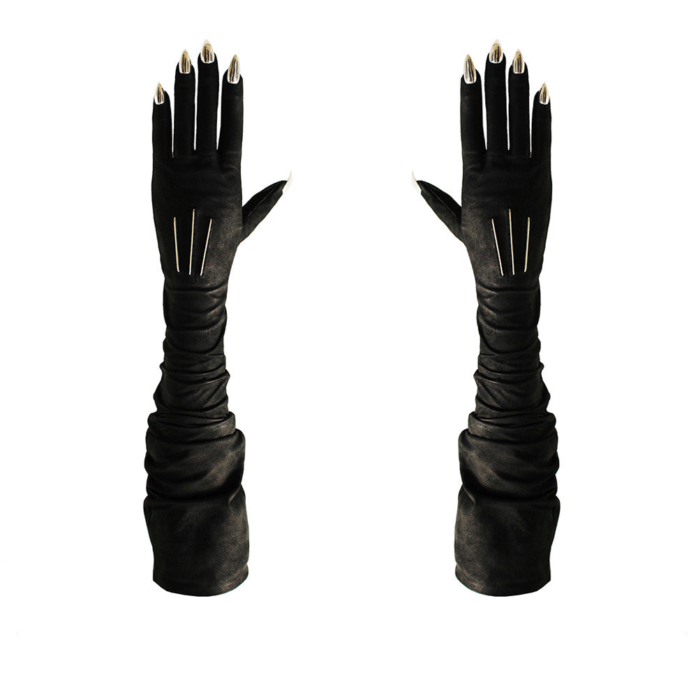 Izzy Black Crystals Opera-length Gloves